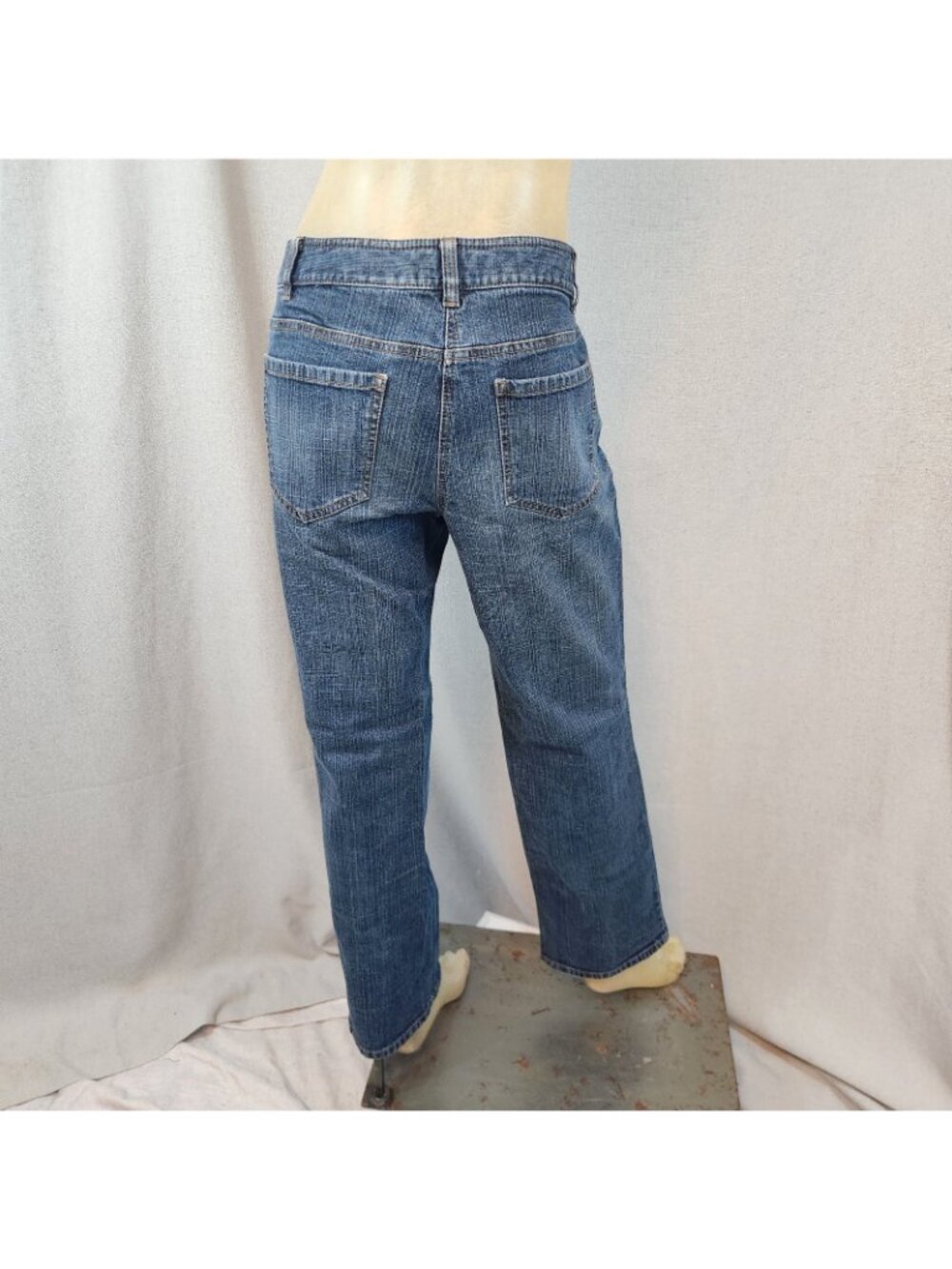 Ann Taylor LOFT Boot Cut Mid Rise Denim Dark Blue Jeans Size 10 LARGE 32 W x 30I - Picture 4 of 8